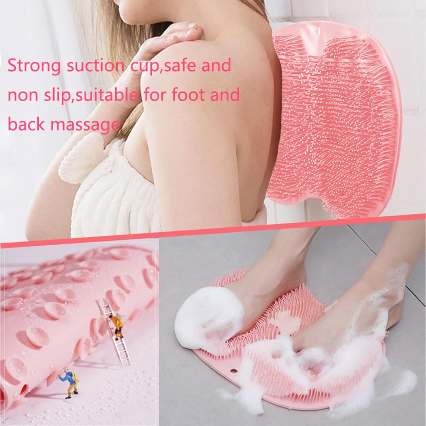 Shower Massage Scrubber, Non-Slip Bath Mat for Bathroom, Back Massage Brush