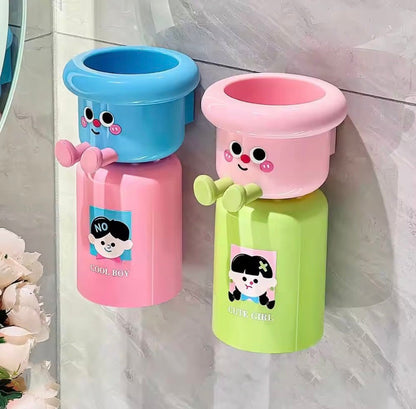 Magnetic Toothbrush Holder, Punch Free Toothbrush Cup, Wall Mounted Cartoon Toothbrush Holder