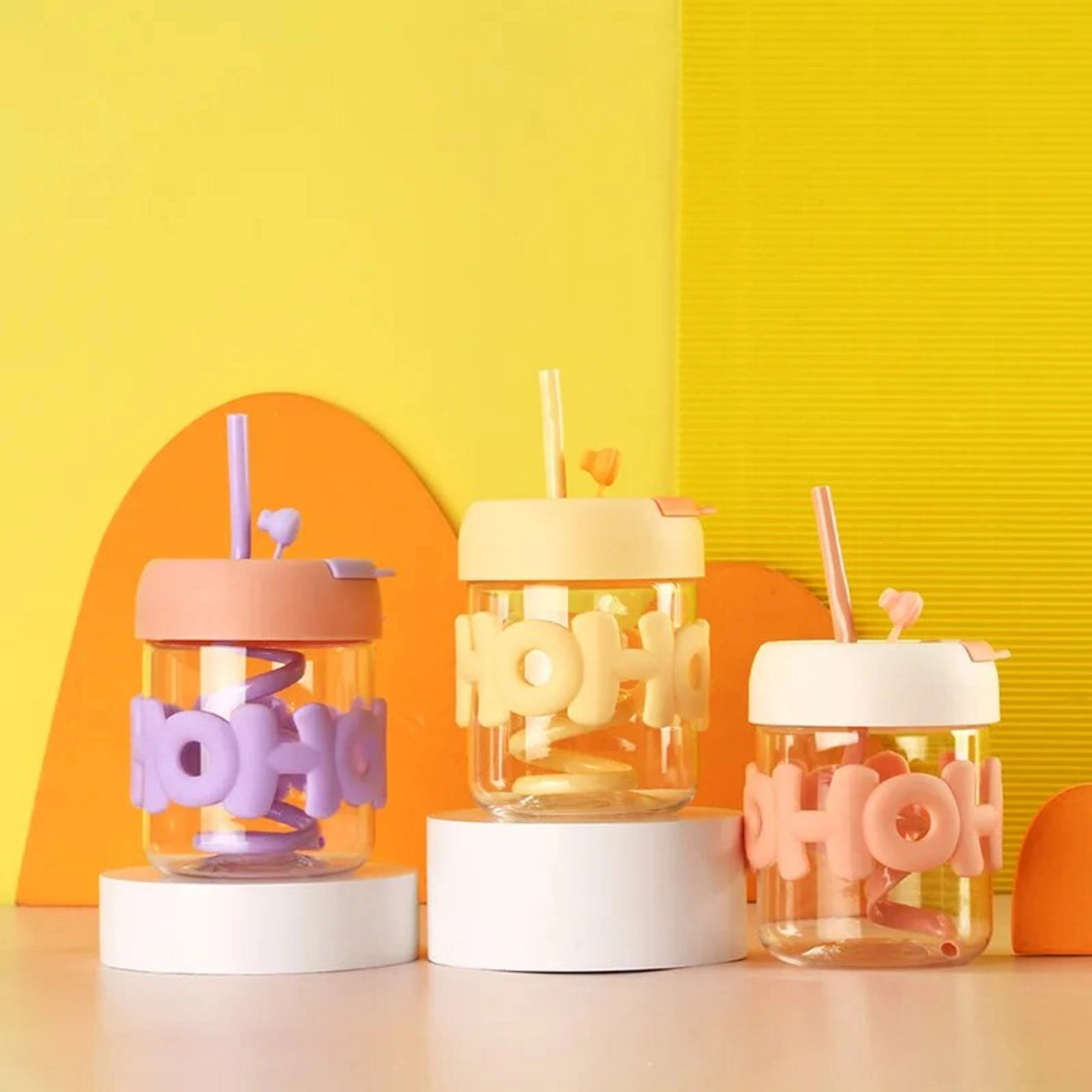 Sipper Bottle with Straw and Pearl String Handle