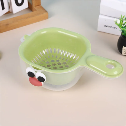 Fruit And Vegetable Drain Basket for Kitchen, 2 In 1 Cute Duck Basket With Handle,