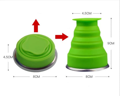 Silcone Foldable Travel Cup Glass with Lid