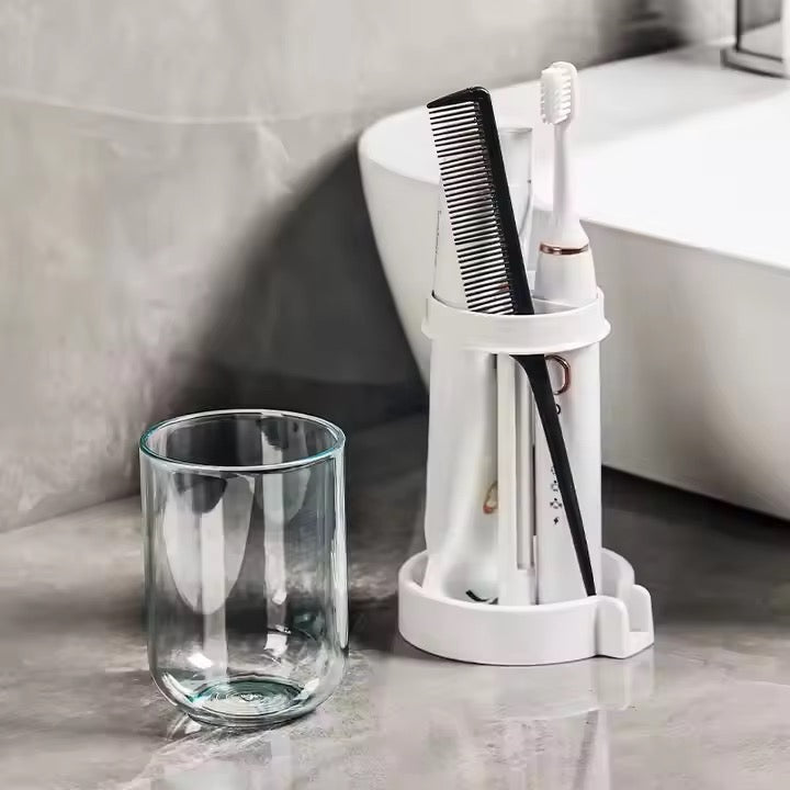 Toothbrush Toothpaste Holder With DustProof Mouthwash Cup