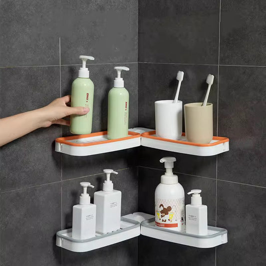 Wall Mounted Organizer Shelf Rack for Kitchen and Bathroom (With Free Self Adhesive Wall Hook)
