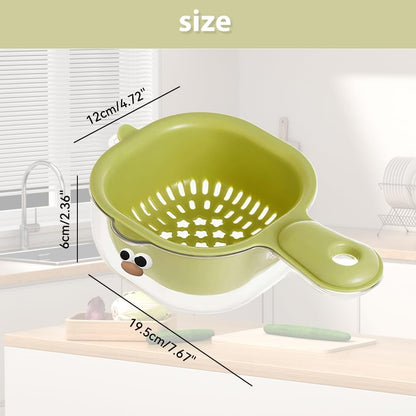 Fruit And Vegetable Drain Basket for Kitchen, 2 In 1 Cute Duck Basket With Handle,