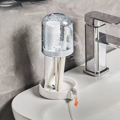 Toothbrush Toothpaste Holder With DustProof Mouthwash Cup