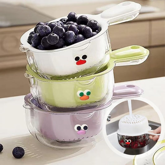 Fruit And Vegetable Drain Basket for Kitchen, 2 In 1 Cute Duck Basket With Handle,