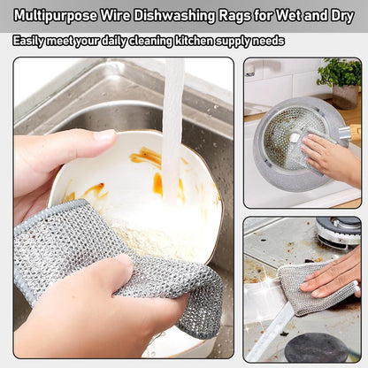 Wire Dishwashing Cloth for Kitchen, Counter, Dishes & Sink