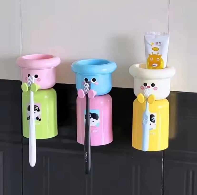 Magnetic Toothbrush Holder, Punch Free Toothbrush Cup, Wall Mounted Cartoon Toothbrush Holder