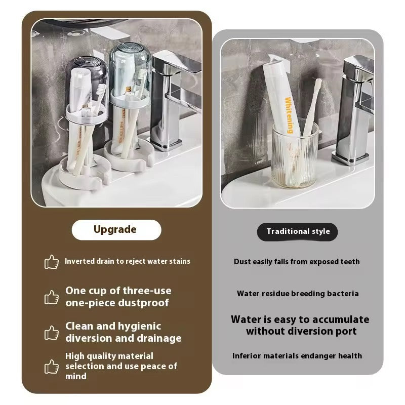 Toothbrush Toothpaste Holder With DustProof Mouthwash Cup