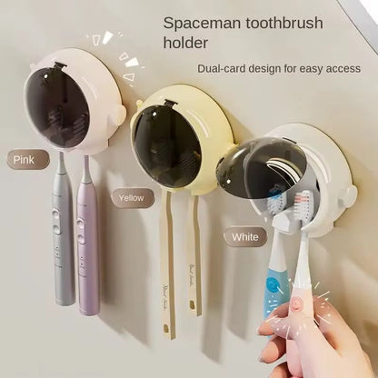 Astronaut Wall Mounted Tooth Brush Holder (Comes With Free Self Adhesive Wall Hook)