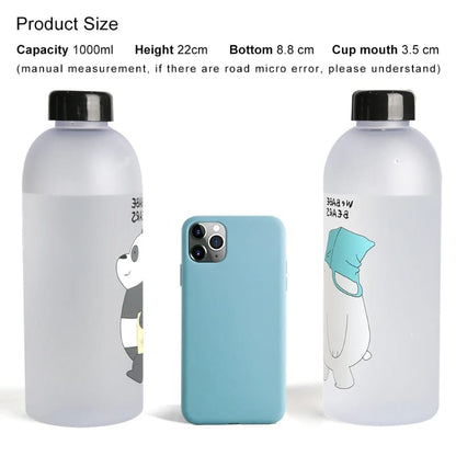 'We Bare Bears' Frosted Water Bottle with Straw