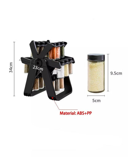 18 Pcs Spice Jar Set, 360° Rotatable Glass Seasoning Rack