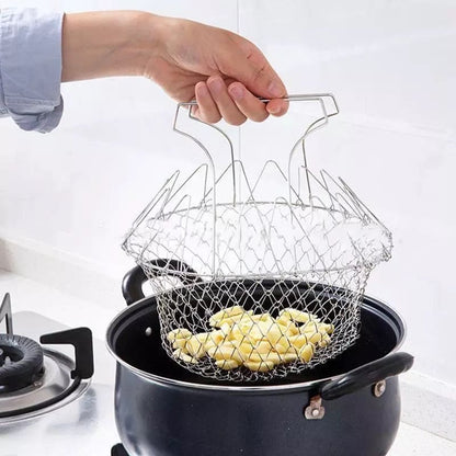 Stainless Steel Folding Multipurpose Frying Chef Basket For Fries